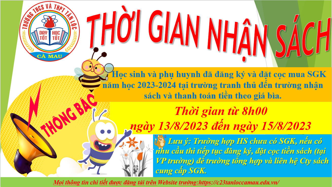 Thông báo nhận SGK